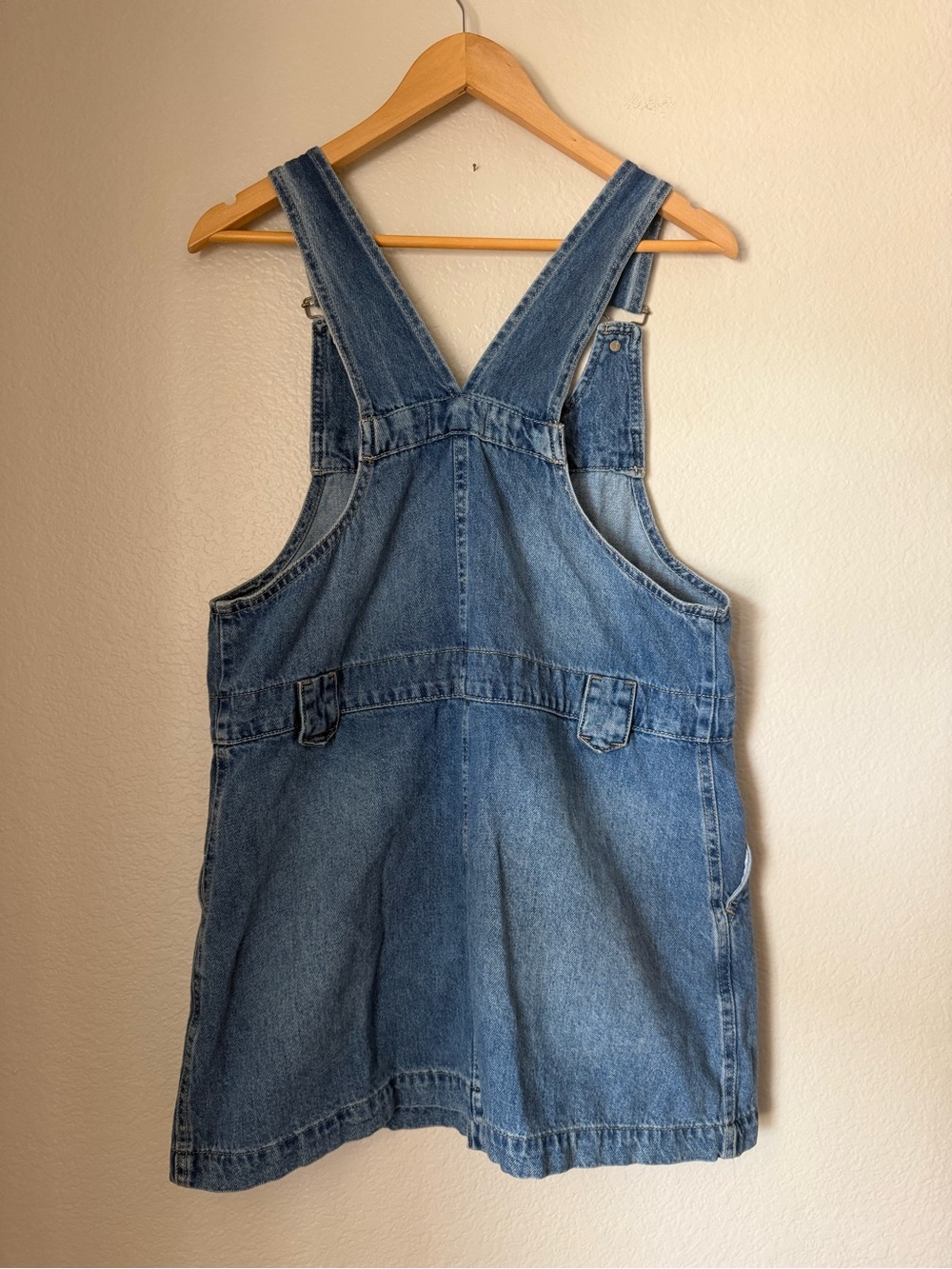 We The Free Edie Denim Skirtall Size Large Medium Blue Wash Cotton Overall Dress - Picture 8 of 9